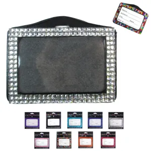 10X Rhinestone Horizontal ID Card Holders Badge Lanyard Color Case Name Tag Gift