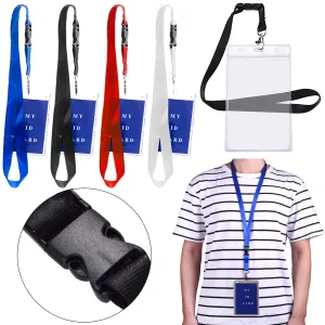 12pc Vertical Clear Waterproof ID Badge Card Holder Case Lanyard Clip Neck Strap