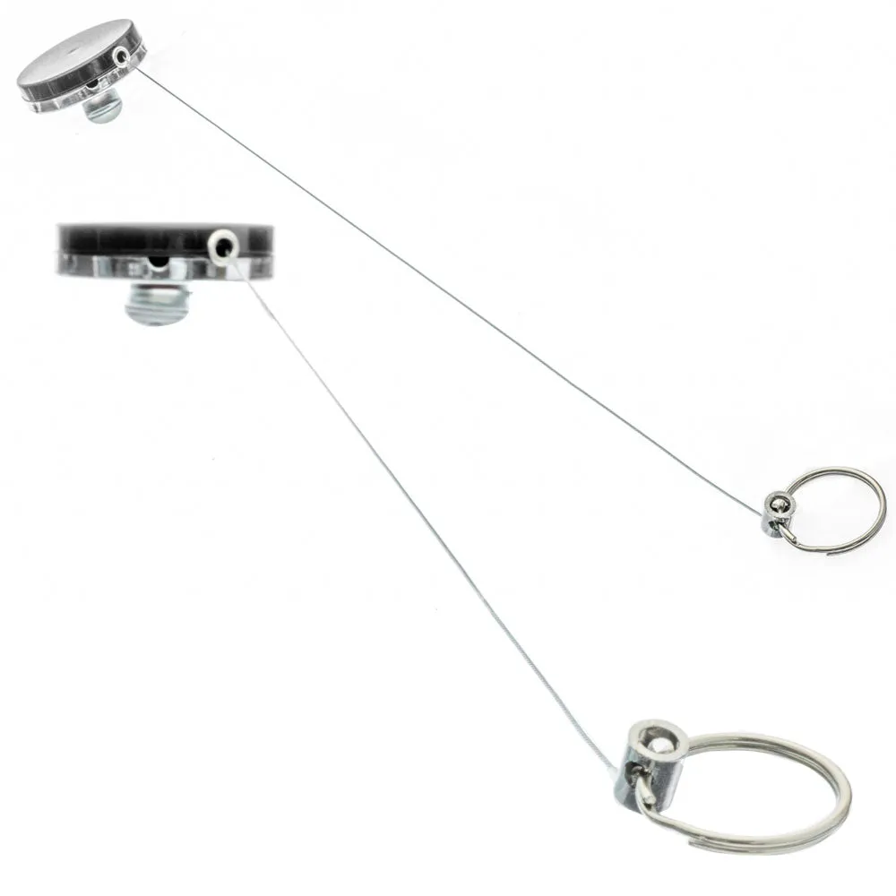 2Pc 1.5" Retractable Reel Key Ring Badge Keychain Chain Pull Metal Recoil Clip