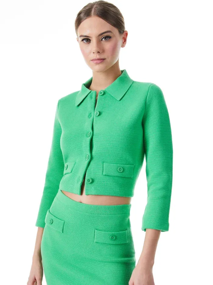 Alice & Olivia Ila collared knit jacket with pic