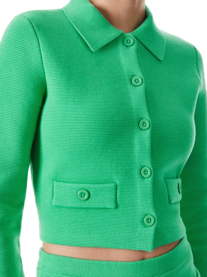 Alice & Olivia Ila collared knit jacket with pic