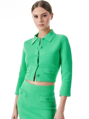 Alice & Olivia Ila collared knit jacket with pic