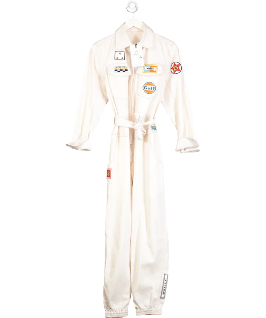 AN-Y1 Cream Formula Racing Inspired Jumpsuit UK S