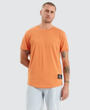 Badge Turn Up Sleeve T-Shirt Orange