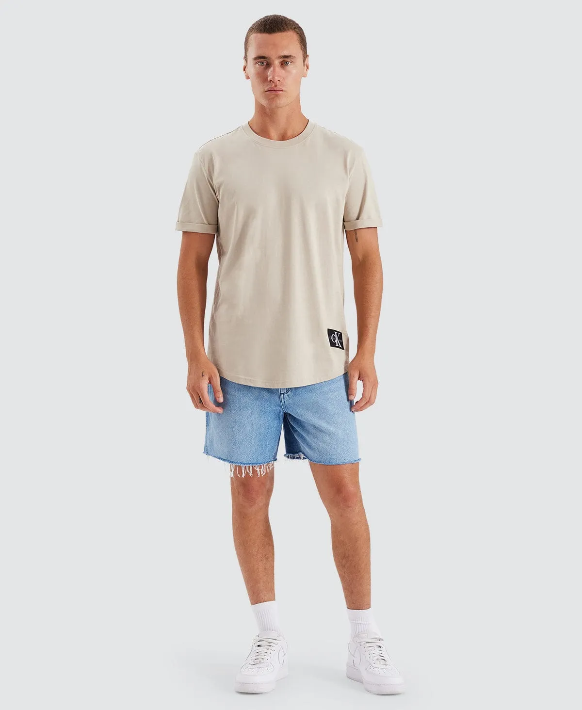 Badge Turn Up Sleeve Taupe Neutral