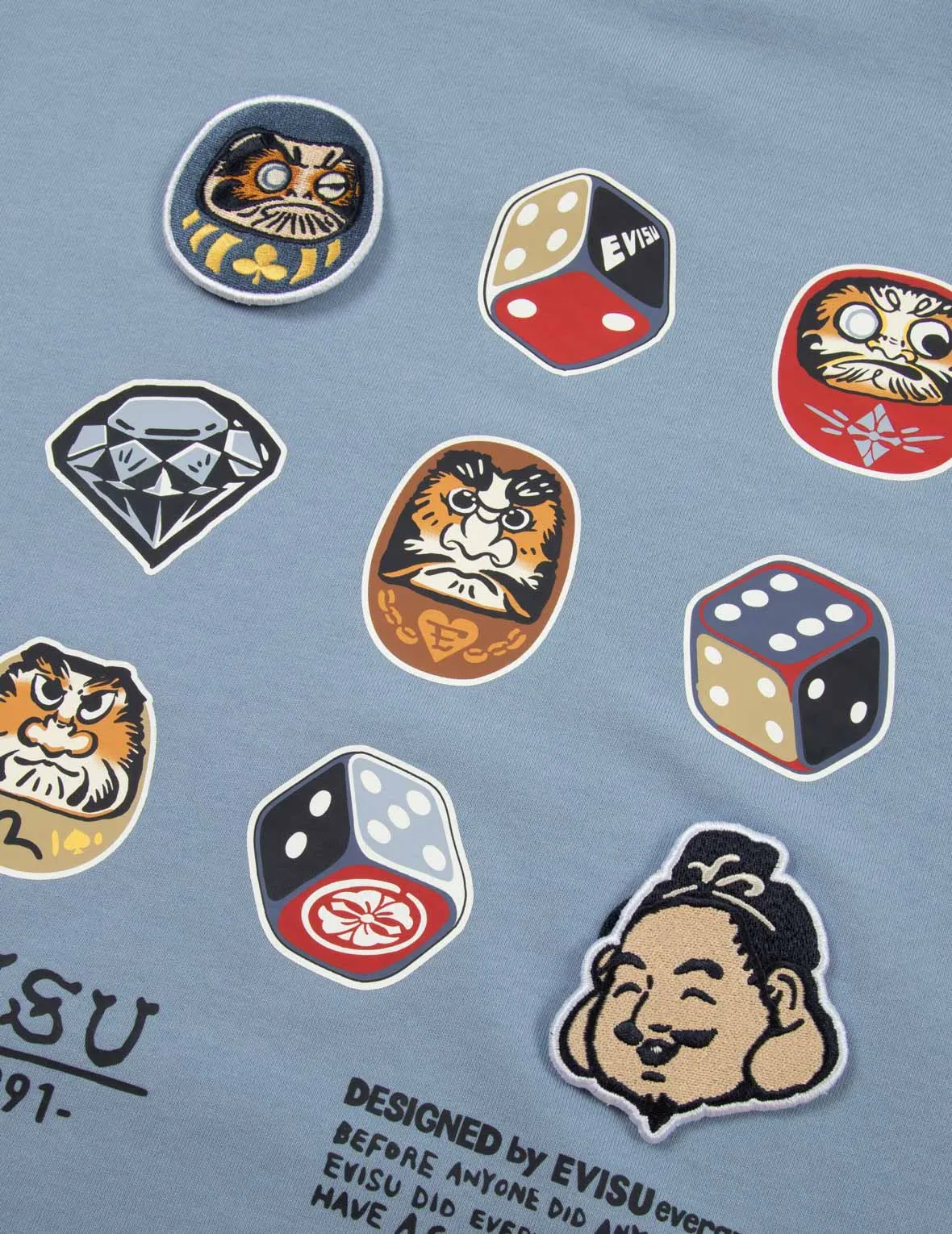 Daruma and Godhead Embroidered Badges Relax Fit Hoodie