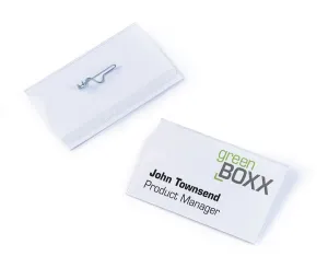 Durable Conference Pin Name Tag Badge Holders   Inserts | 50 Pack | 54 x 90mm