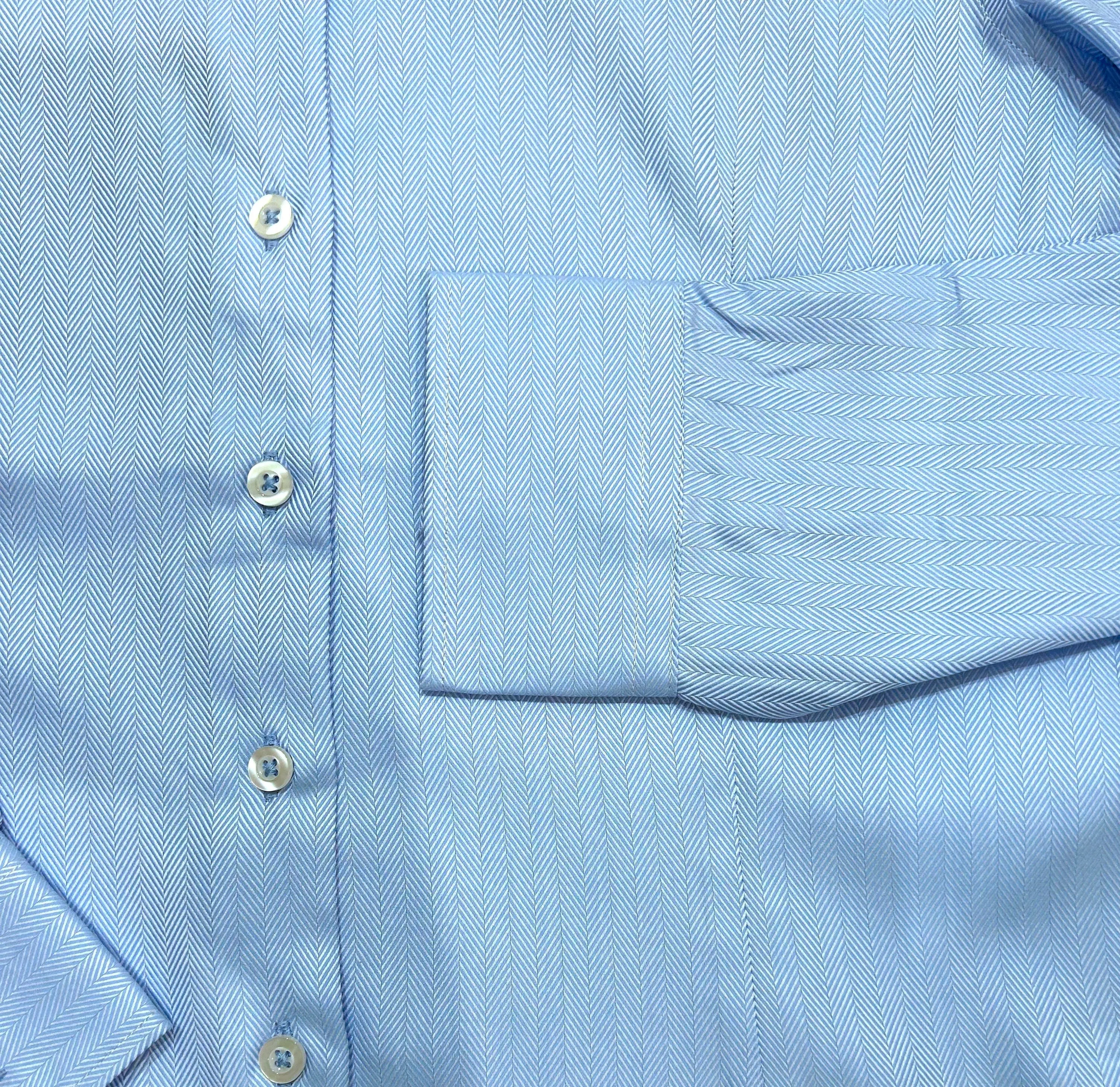 Elly V-Blue Herringbone