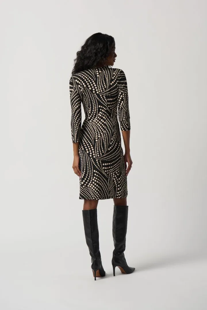 Foiled Dot Print Silky Knit Wrap Dress 234034