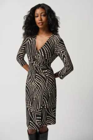 Foiled Dot Print Silky Knit Wrap Dress 234034