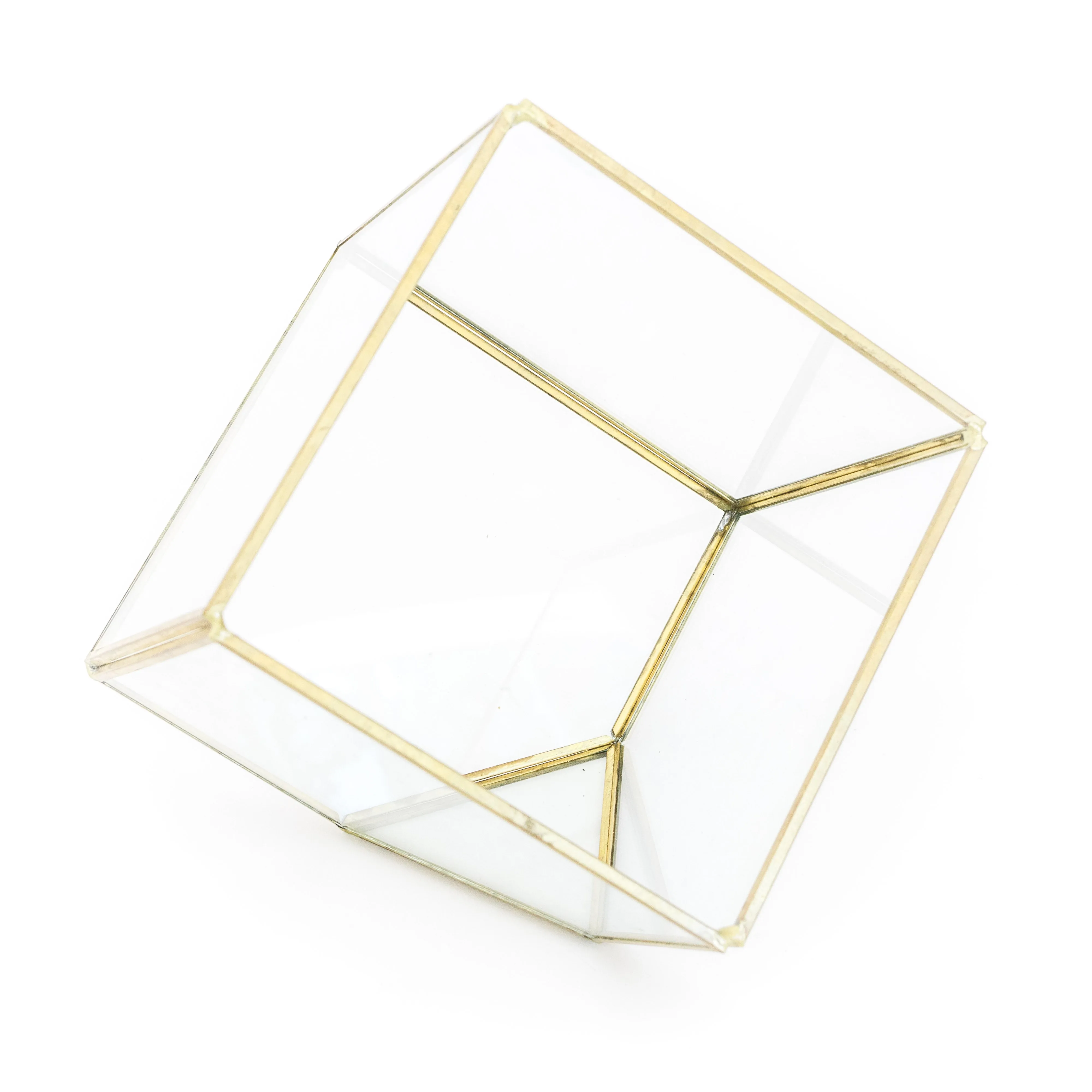 Heptahedron Geometric Glass Terrariums - Set of 2 - with Tillandsia Red Abdita, Ionantha and Small Xerographica