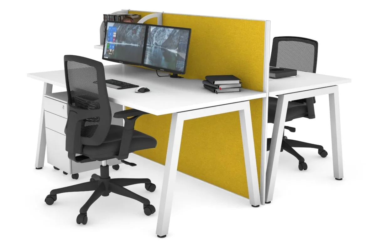 Horizon Quadro 2 Person Bench A Legs Office Workstation [1200L x 800W with Cable Scallop]