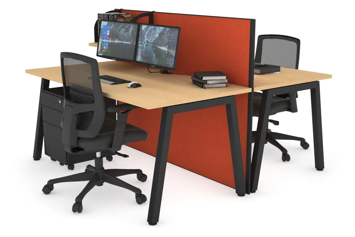 Horizon Quadro 2 Person Bench A Legs Office Workstation [1400L x 800W with Cable Scallop]