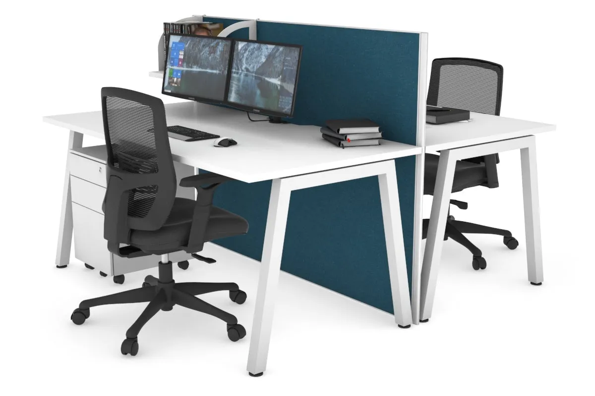 Horizon Quadro 2 Person Bench A Legs Office Workstation [1400L x 800W with Cable Scallop]