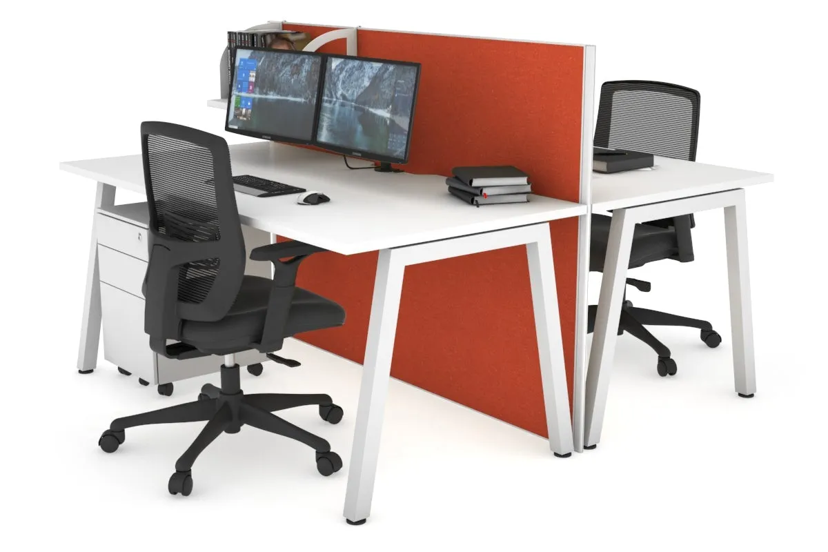 Horizon Quadro 2 Person Bench A Legs Office Workstation [1400L x 800W with Cable Scallop]