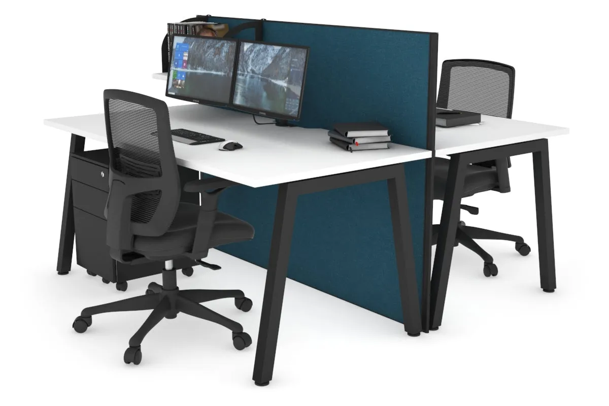 Horizon Quadro 2 Person Bench A Legs Office Workstation [1400L x 800W with Cable Scallop]