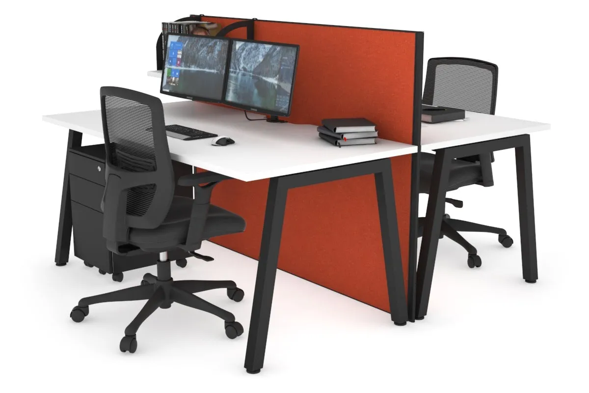 Horizon Quadro 2 Person Bench A Legs Office Workstation [1400L x 800W with Cable Scallop]