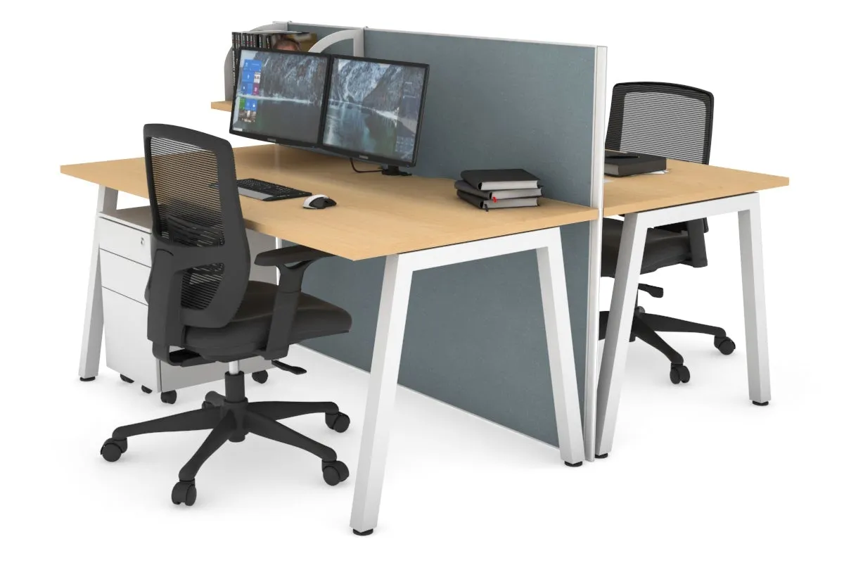 Horizon Quadro 2 Person Bench A Legs Office Workstation [1400L x 800W with Cable Scallop]