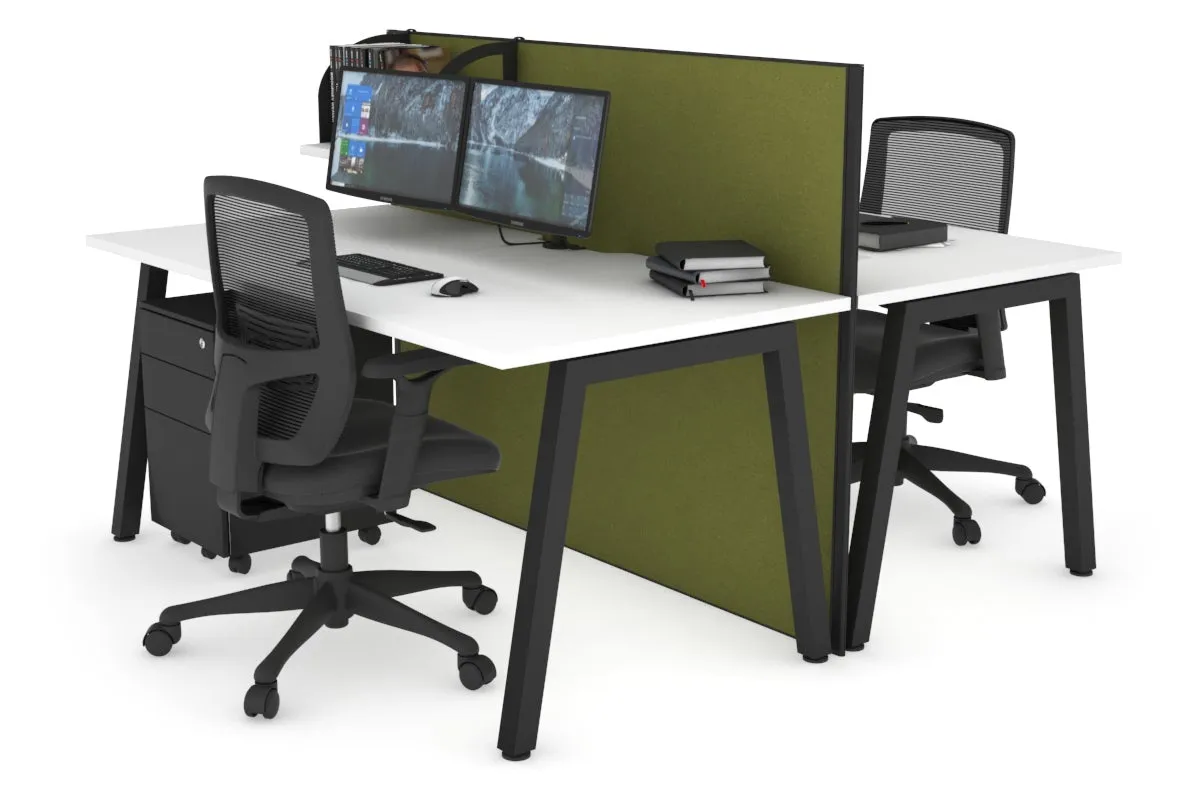 Horizon Quadro 2 Person Bench A Legs Office Workstation [1400L x 800W with Cable Scallop]