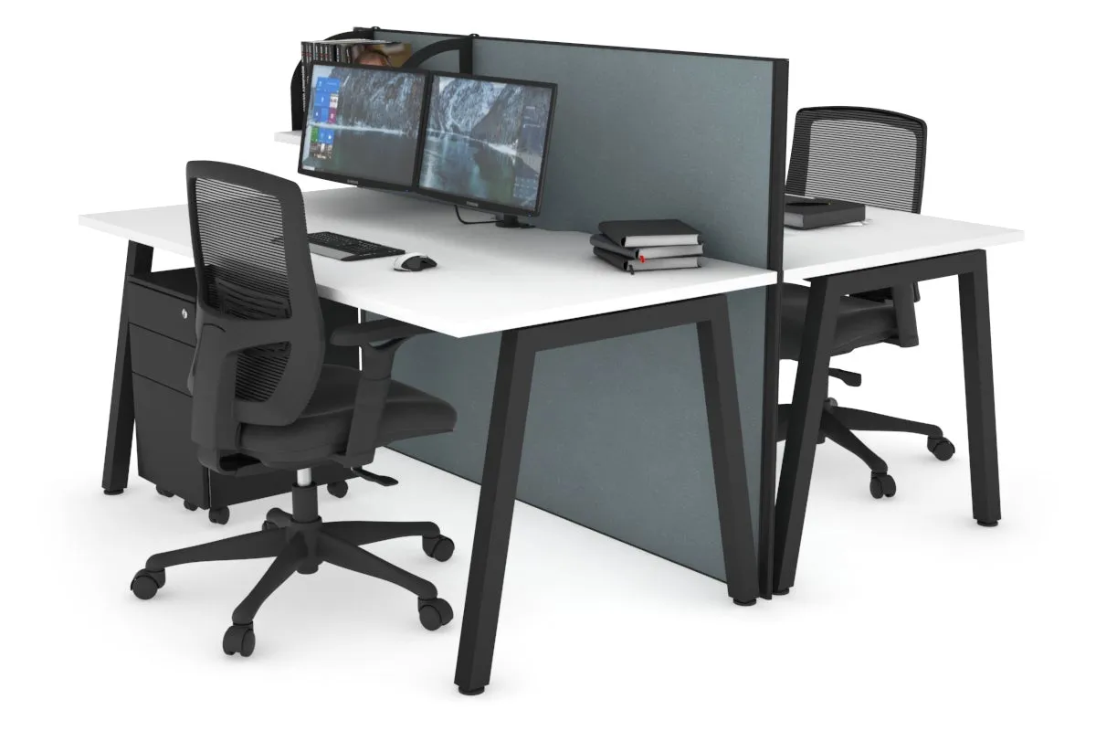 Horizon Quadro 2 Person Bench A Legs Office Workstation [1400L x 800W with Cable Scallop]