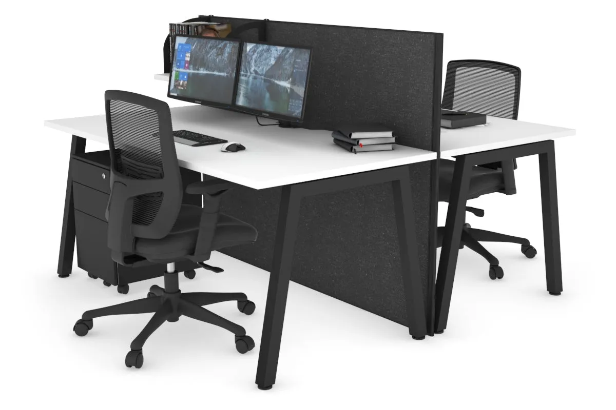 Horizon Quadro 2 Person Bench A Legs Office Workstation [1400L x 800W with Cable Scallop]