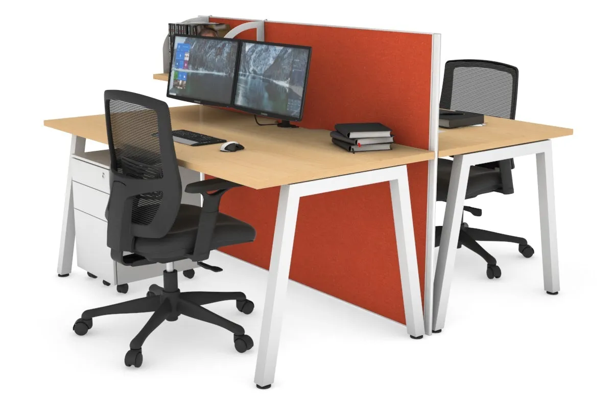 Horizon Quadro 2 Person Bench A Legs Office Workstation [1400L x 800W with Cable Scallop]