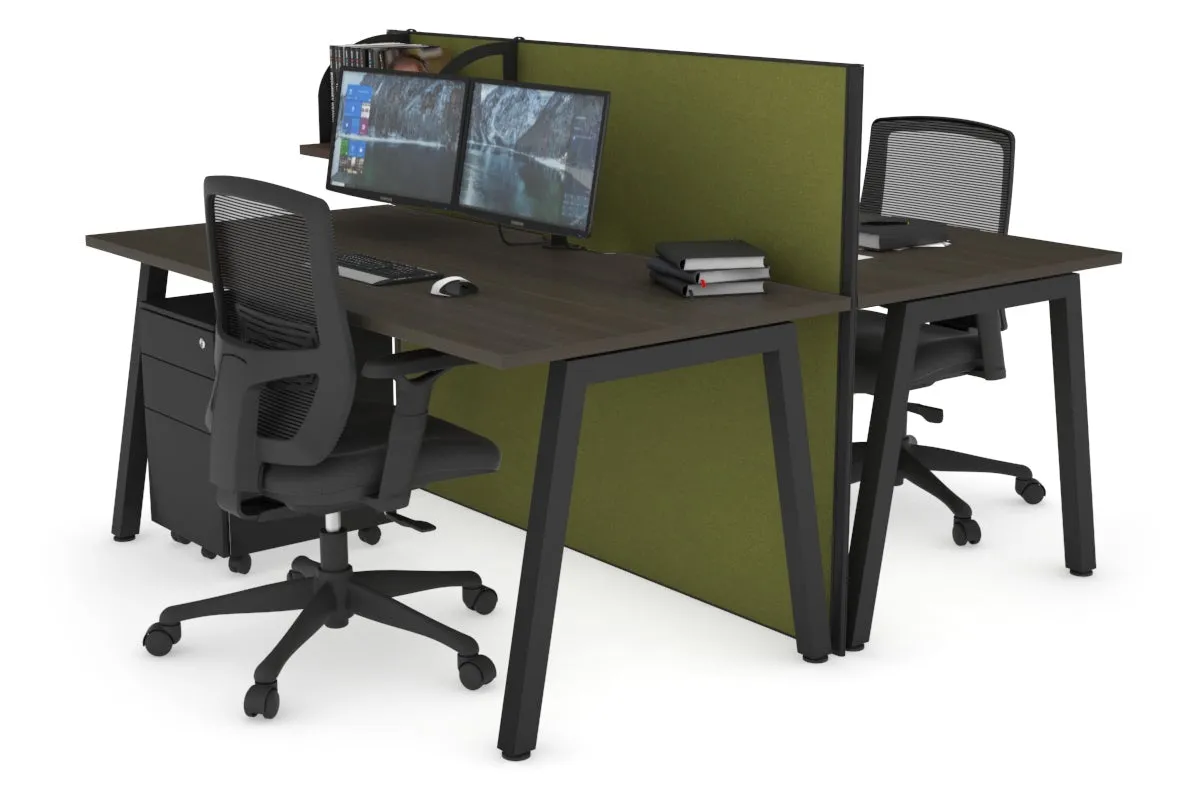 Horizon Quadro 2 Person Bench A Legs Office Workstation [1400L x 800W with Cable Scallop]