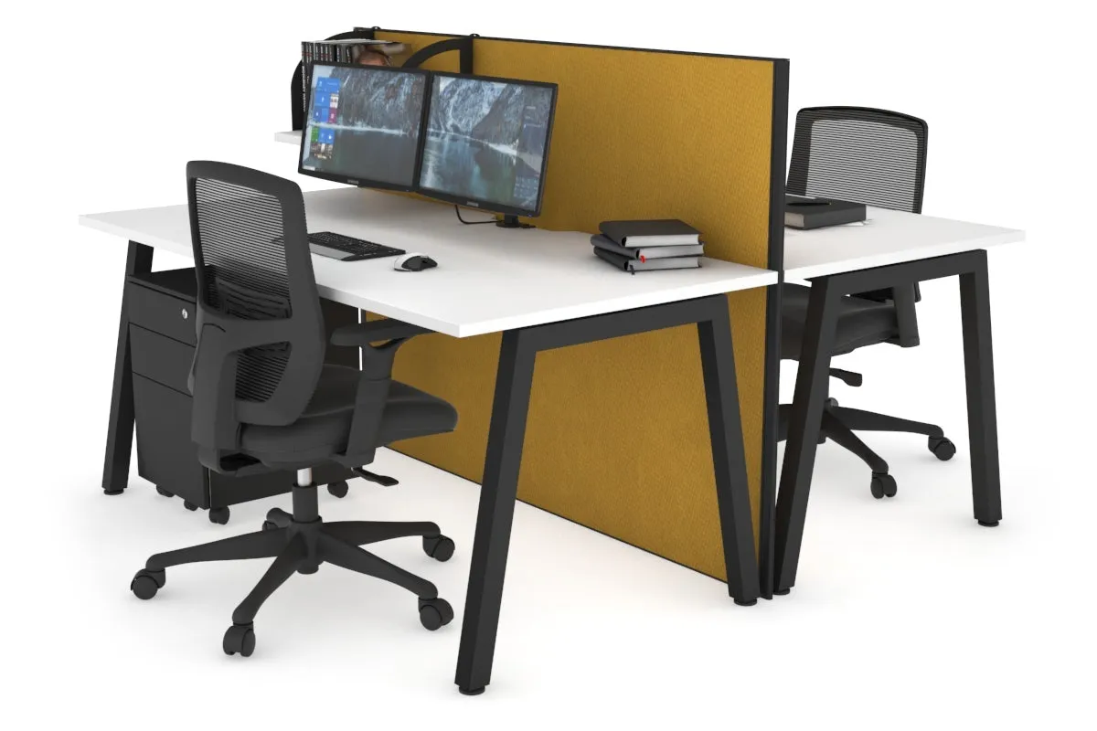 Horizon Quadro 2 Person Bench A Legs Office Workstation [1400L x 800W with Cable Scallop]