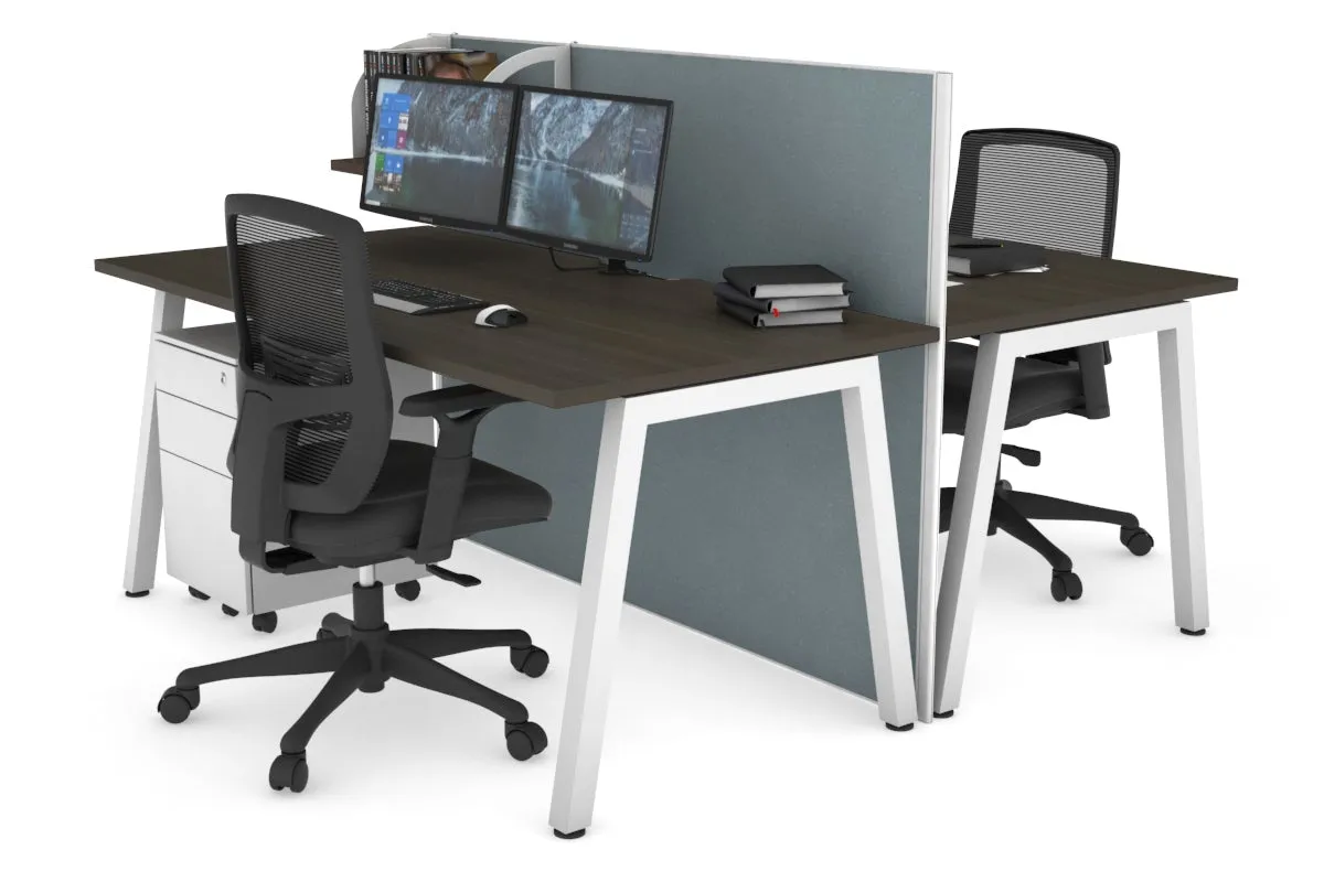 Horizon Quadro 2 Person Bench A Legs Office Workstation [1400L x 800W with Cable Scallop]