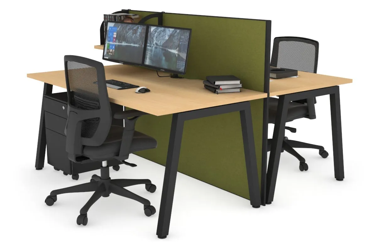Horizon Quadro 2 Person Bench A Legs Office Workstation [1400L x 800W with Cable Scallop]