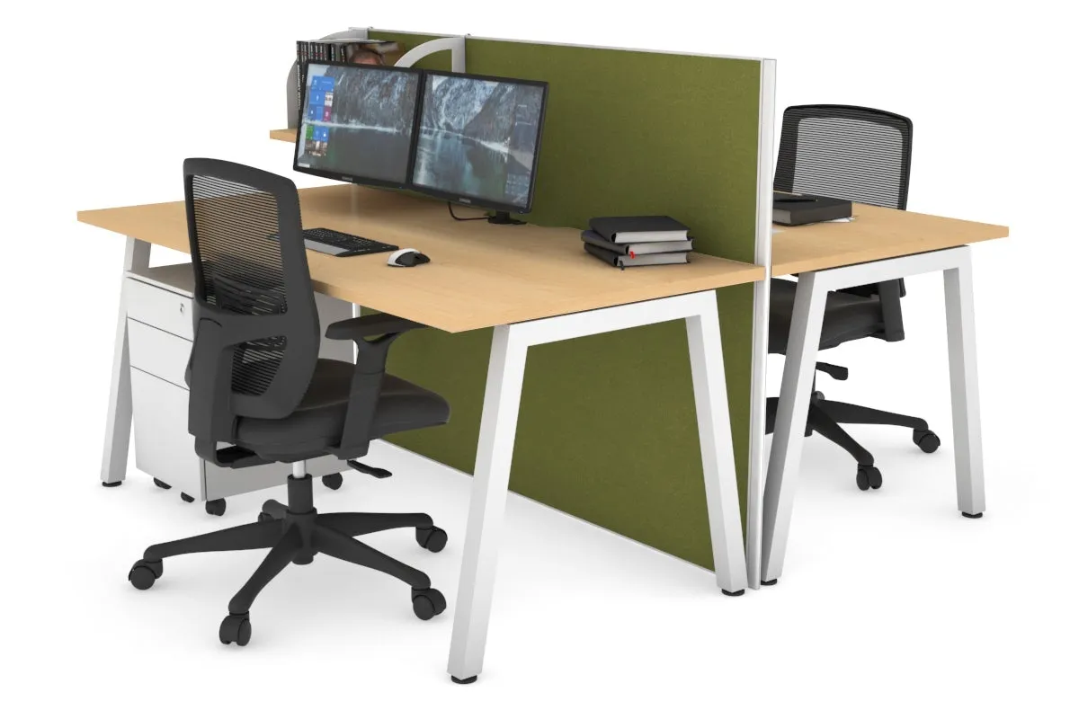 Horizon Quadro 2 Person Bench A Legs Office Workstation [1400L x 800W with Cable Scallop]