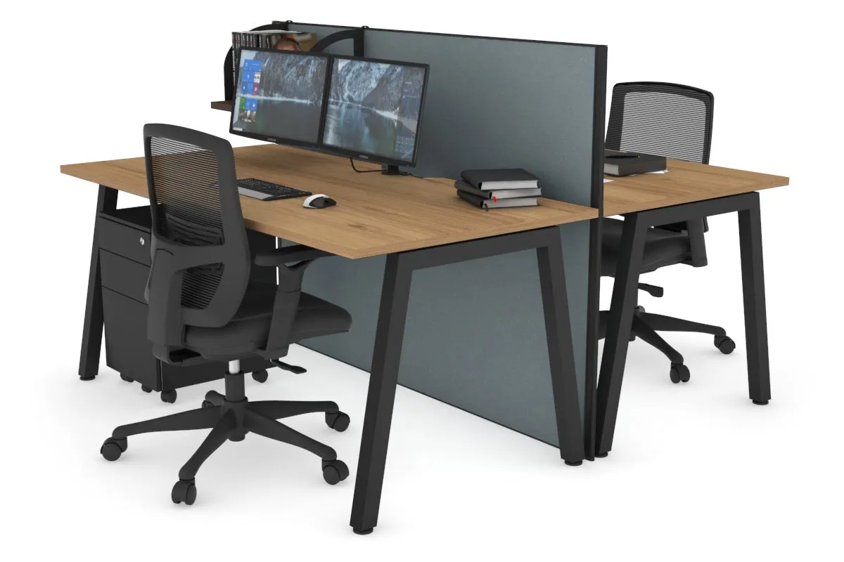 Horizon Quadro 2 Person Bench A Legs Office Workstation [1400L x 800W with Cable Scallop]