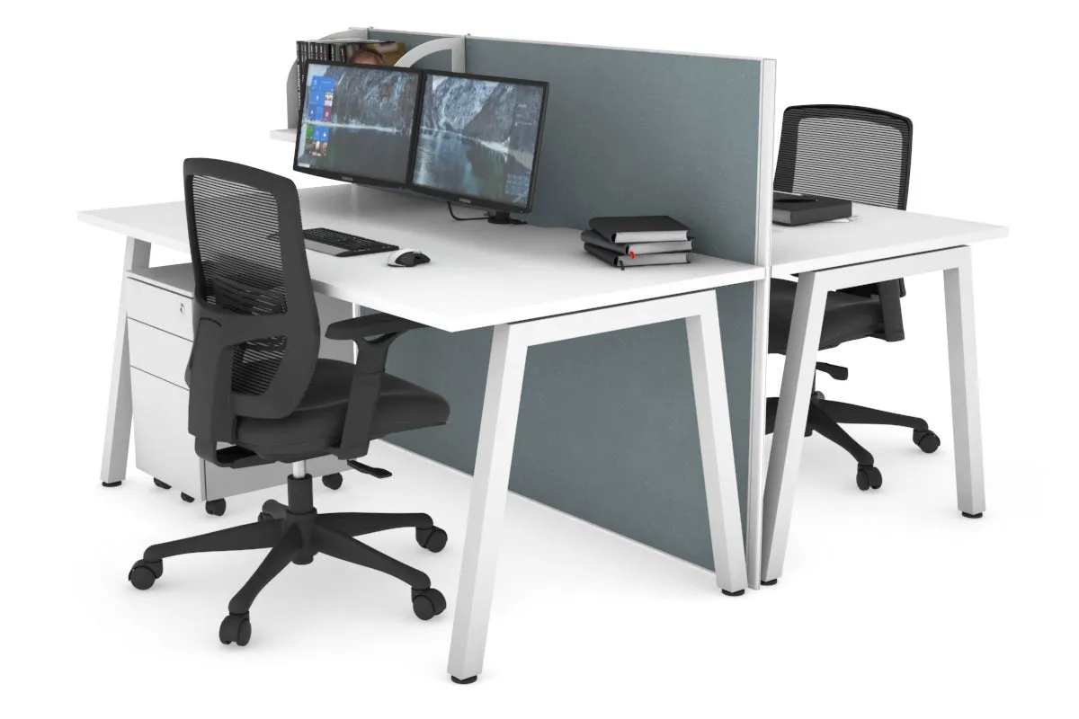 Horizon Quadro 2 Person Bench A Legs Office Workstation [1400L x 800W with Cable Scallop]