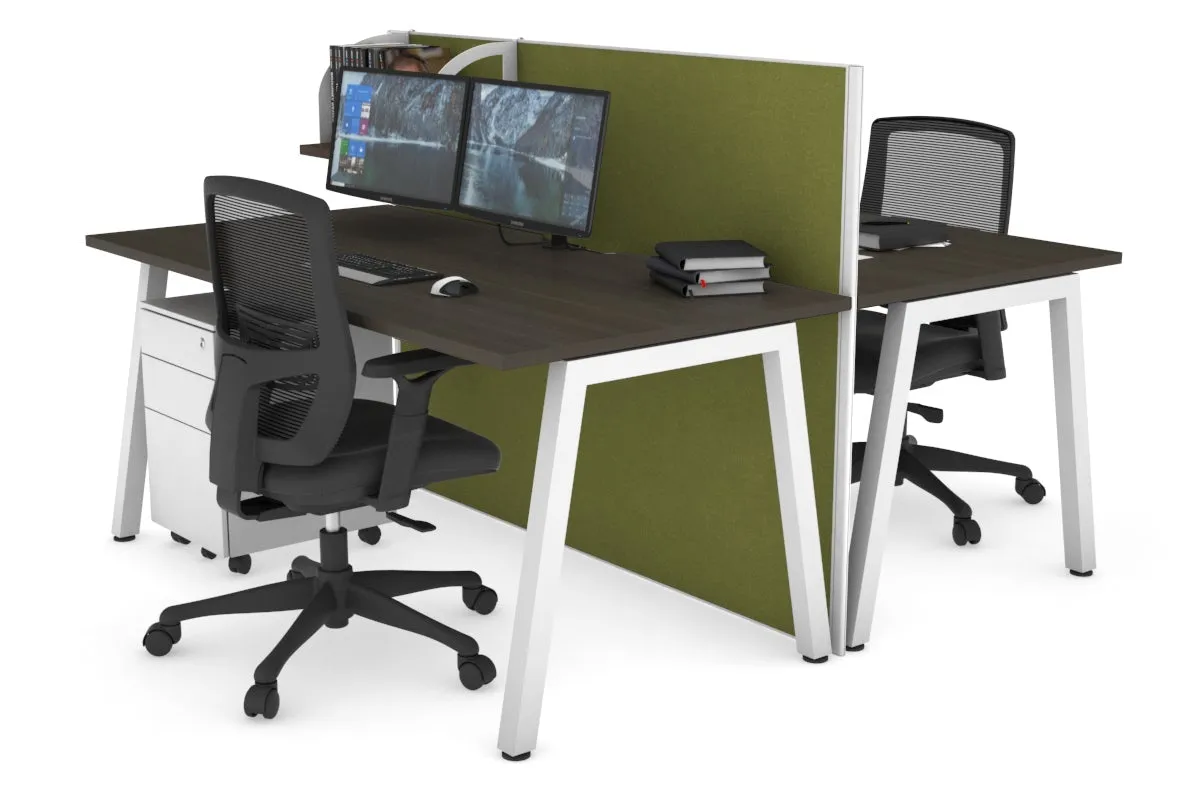 Horizon Quadro 2 Person Bench A Legs Office Workstation [1400L x 800W with Cable Scallop]