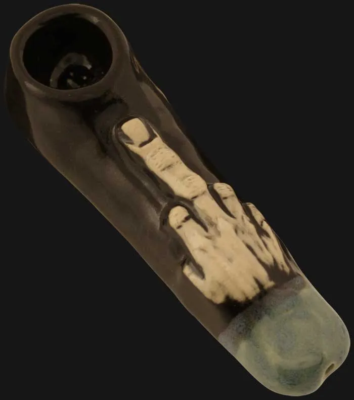 JM Ceramics - Large Middle Finger 3.75-Inch Ceramic Hand Pipe