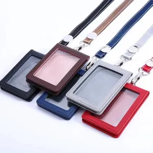 Leather ID Holder with Neck Strap