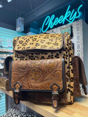 Leopard Frankie Western Handtooled HOH XLarge Backpack