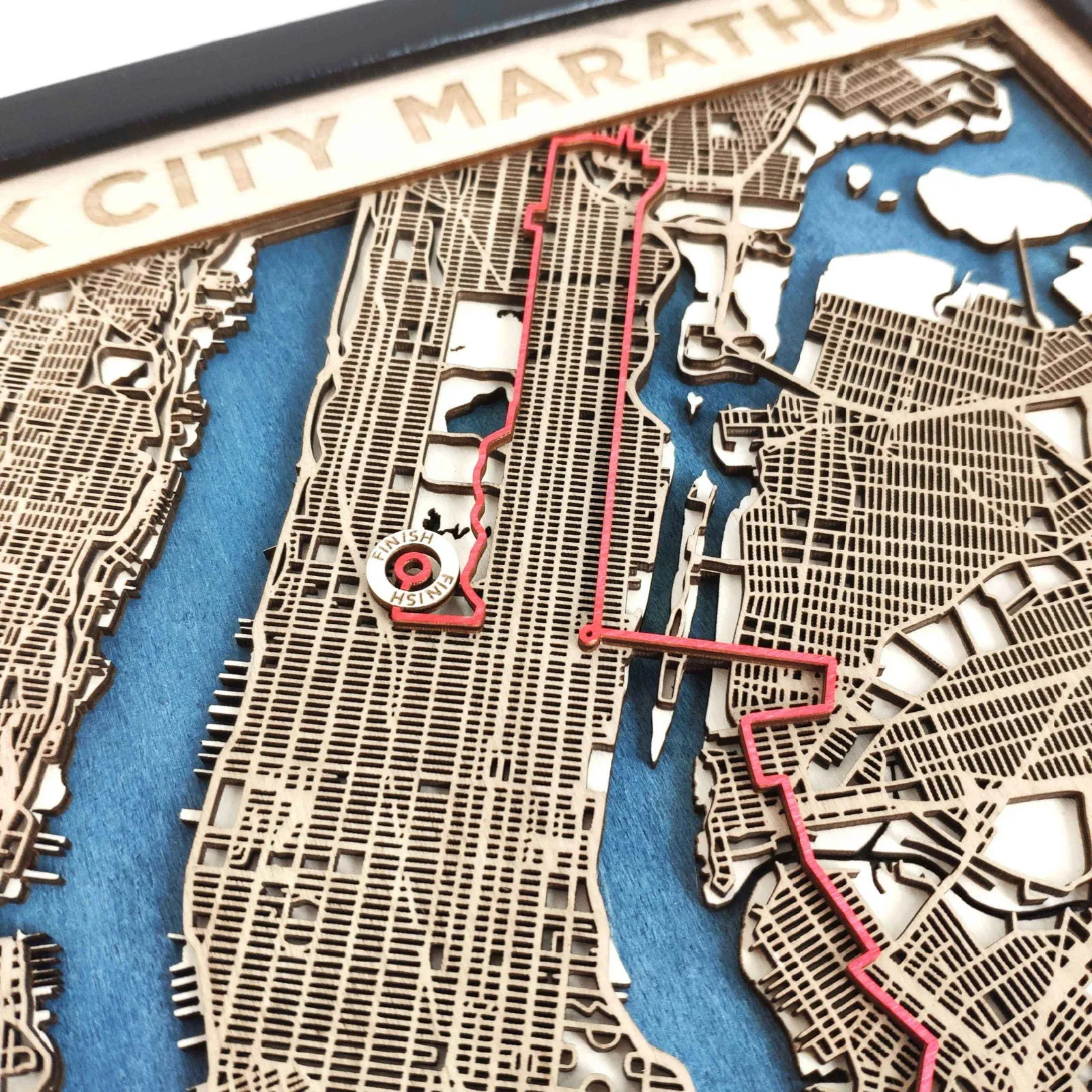 New York City Marathon Wooden Map