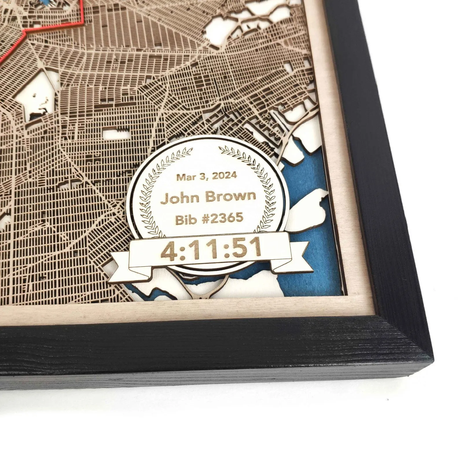 New York City Marathon Wooden Map