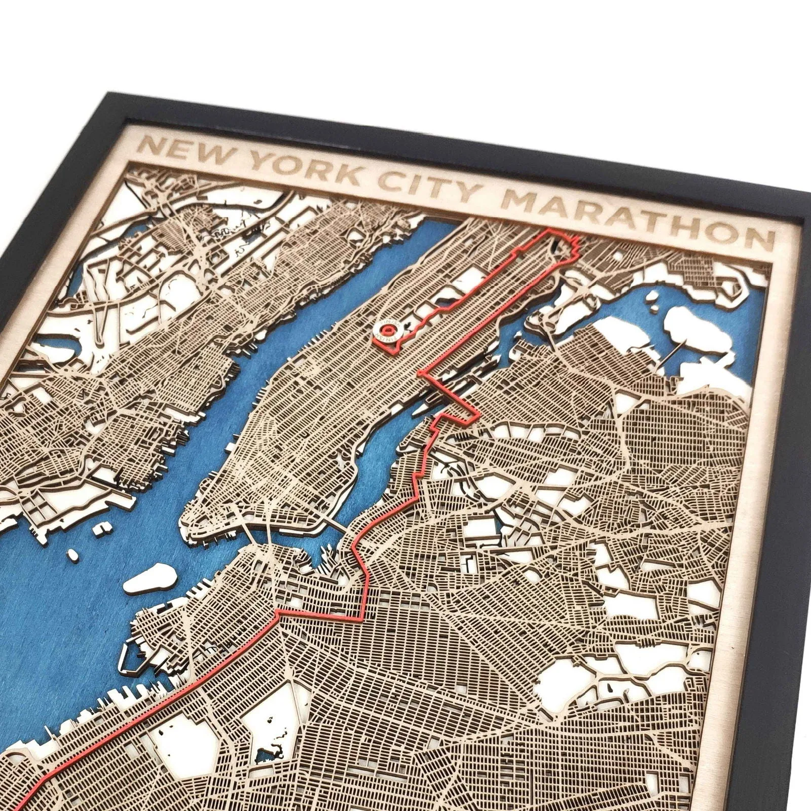 New York City Marathon Wooden Map
