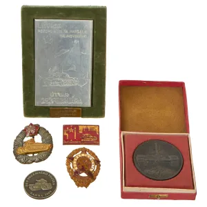 Original Czechoslovakia WWII to Cold War Era Collection of Tank Corps Proficieny Badge and Commemorative Coin Lot of 6 - Formerly A.A.F. Tank Museum Collection