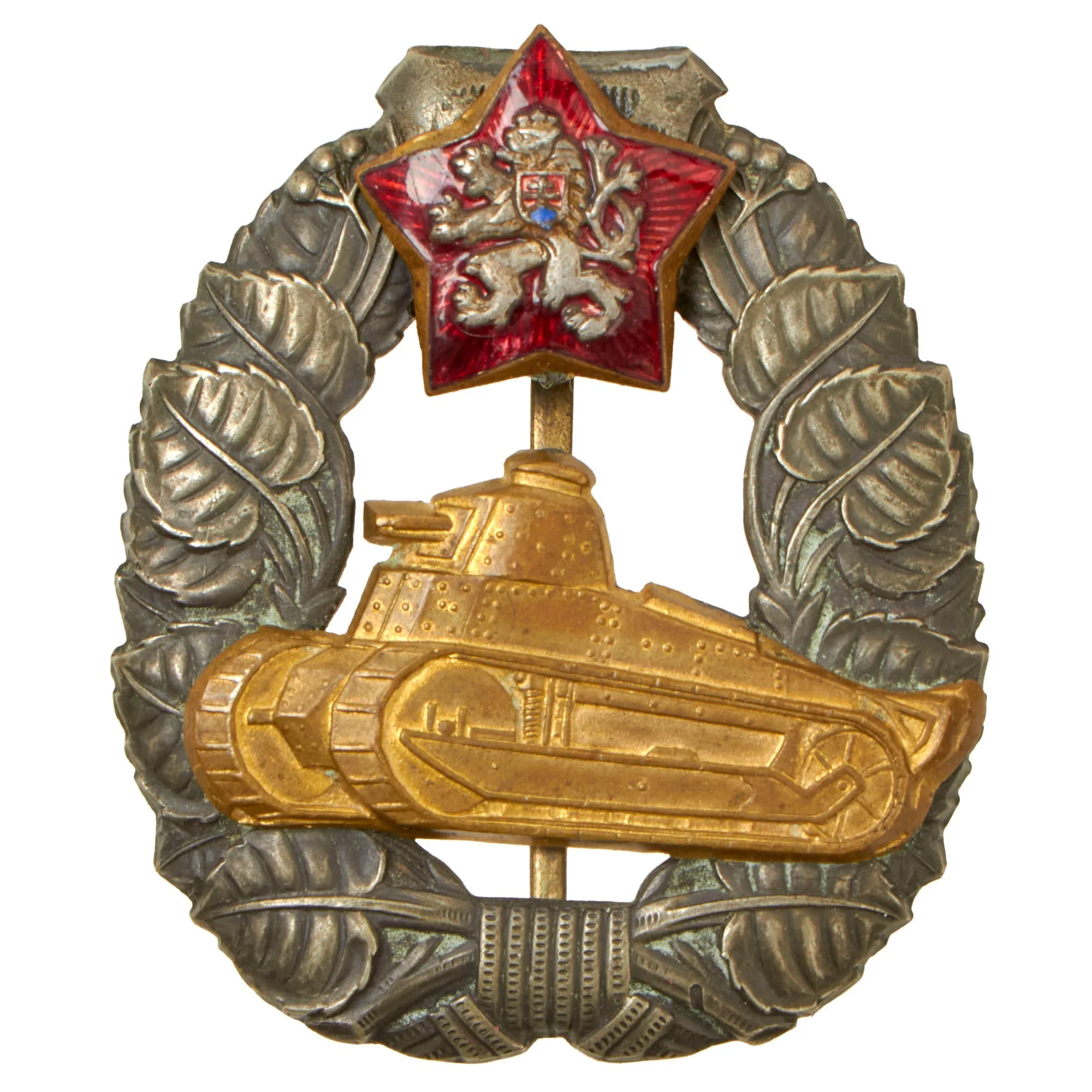 Original Czechoslovakia WWII to Cold War Era Collection of Tank Corps Proficieny Badge and Commemorative Coin Lot of 6 - Formerly A.A.F. Tank Museum Collection