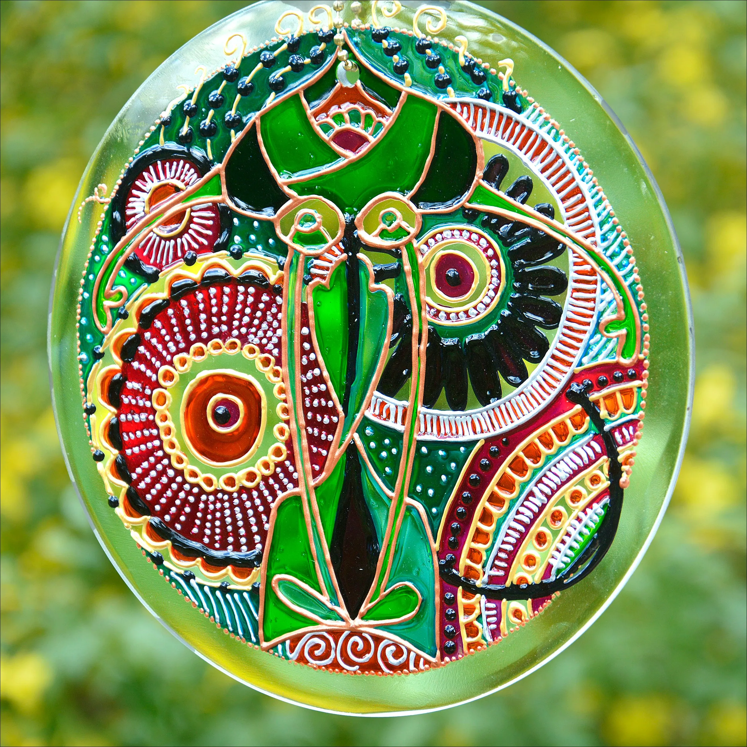 Pink & Green Mandala Suncatcher