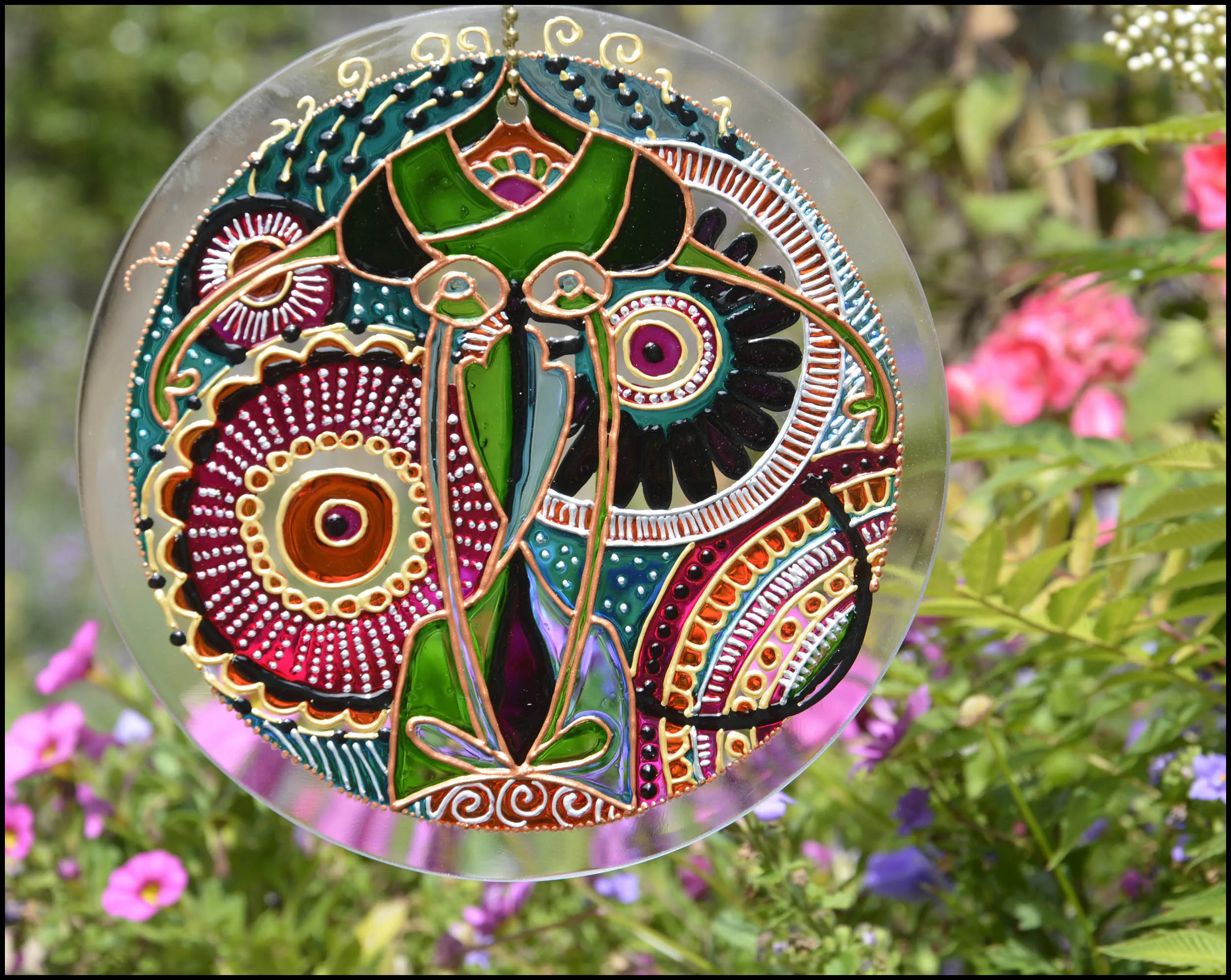 Pink & Green Mandala Suncatcher