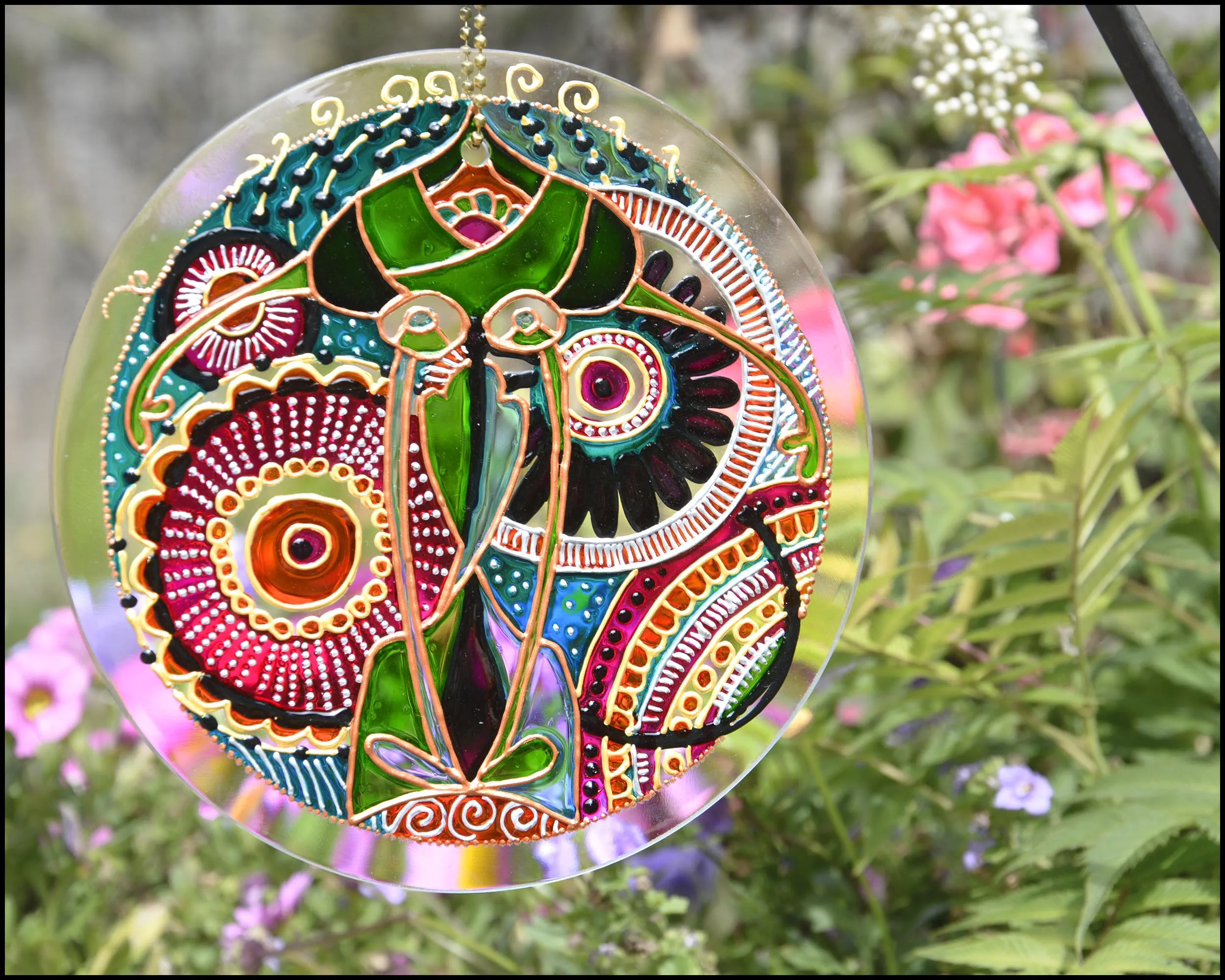 Pink & Green Mandala Suncatcher