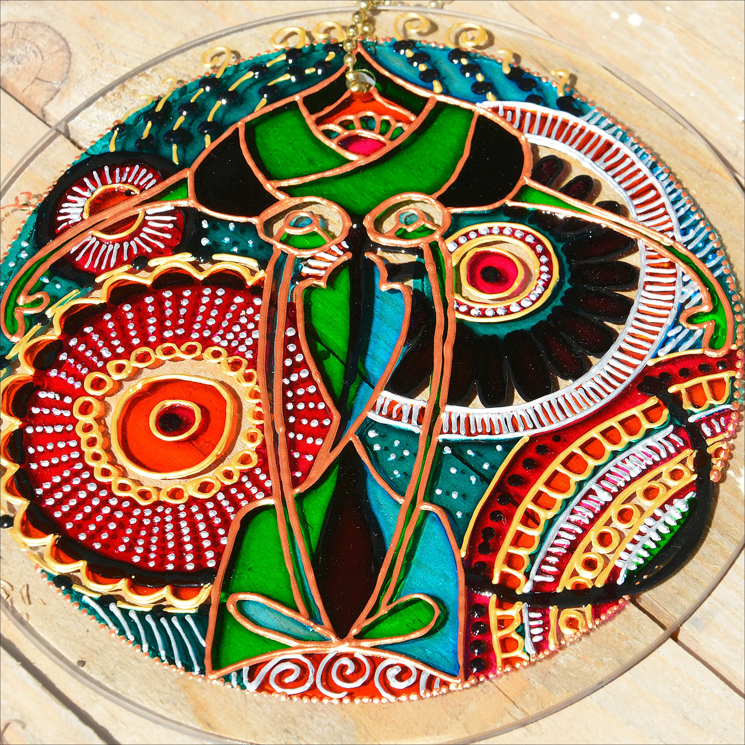 Pink & Green Mandala Suncatcher