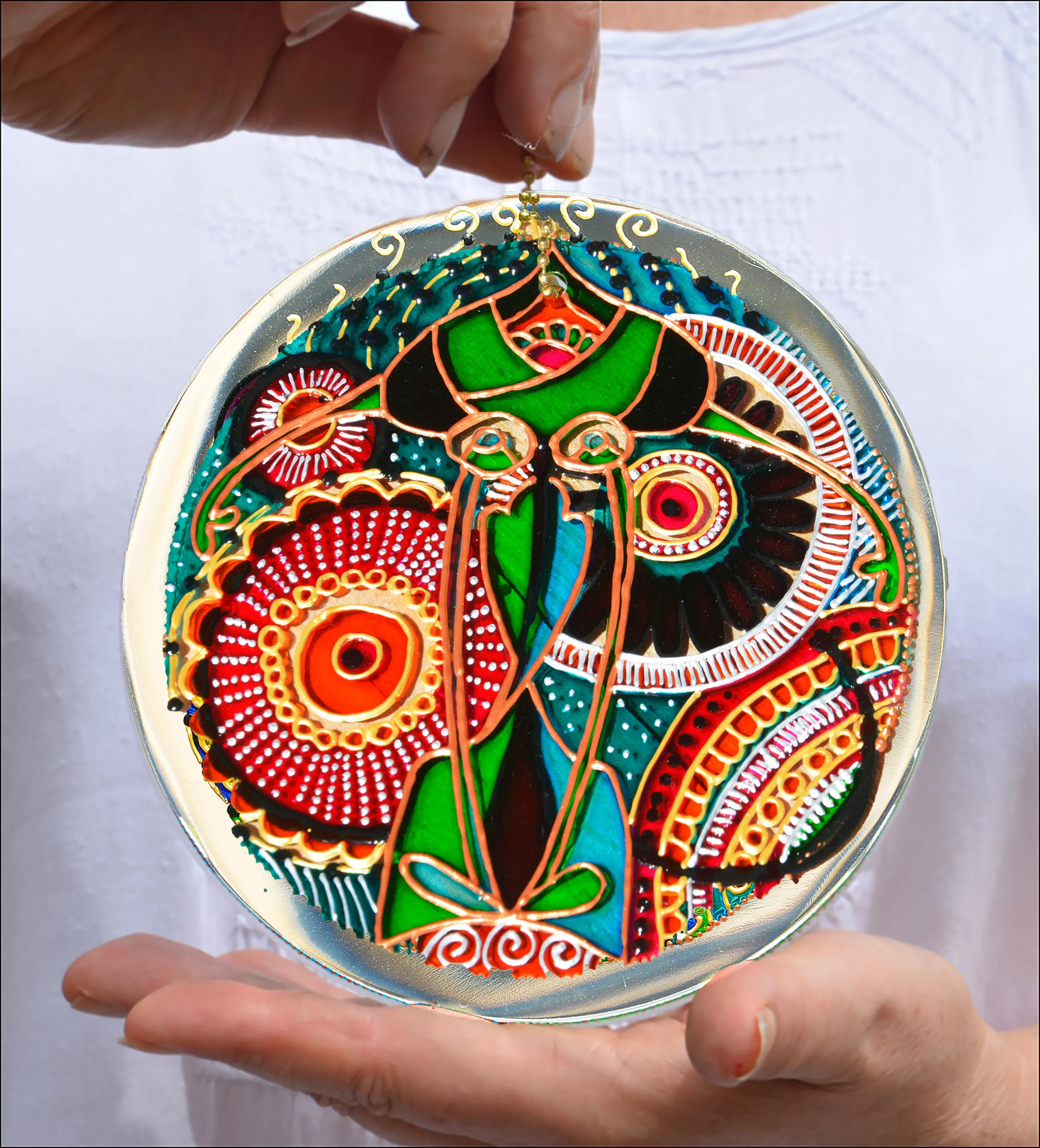 Pink & Green Mandala Suncatcher