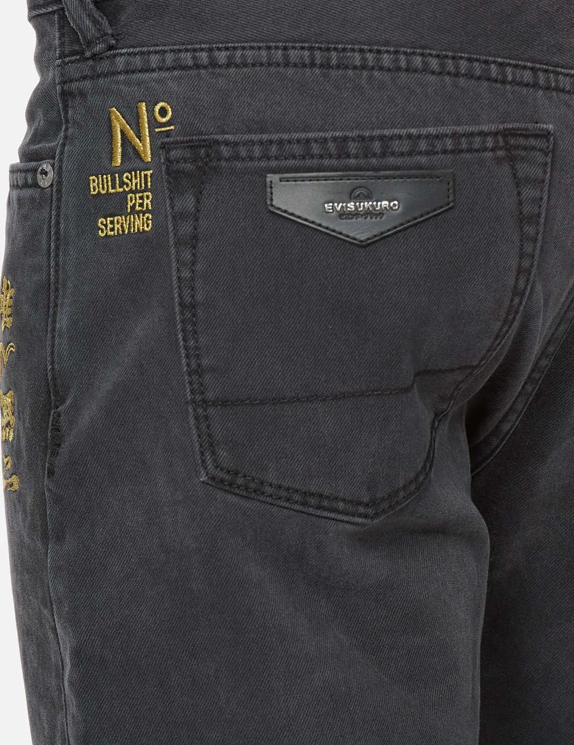 Slogan Embroidered Slim Fit Jogger Jeans