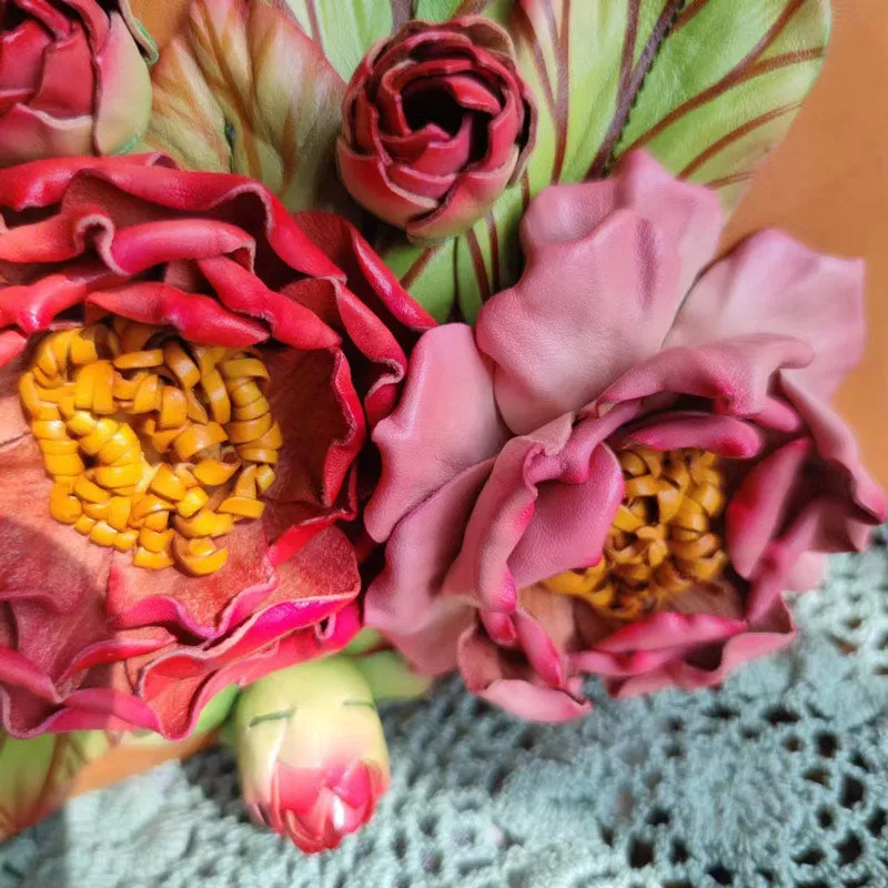 Vintage Handmade Three-Dimensional Peony Flower Handbag for Women